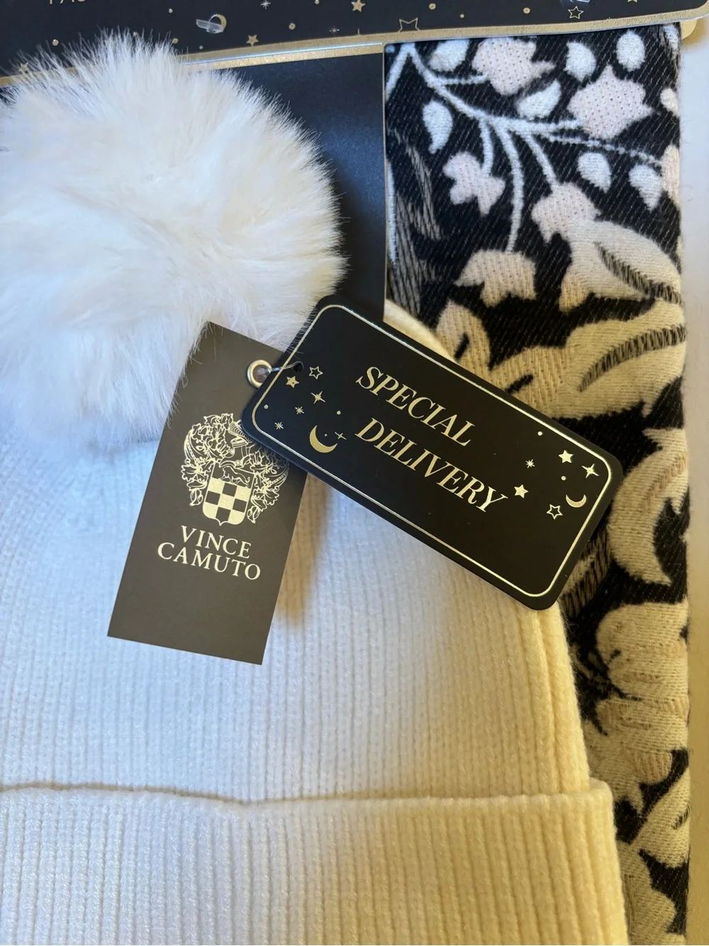 Vince Camuto Scarf and Pom Pom Beanie